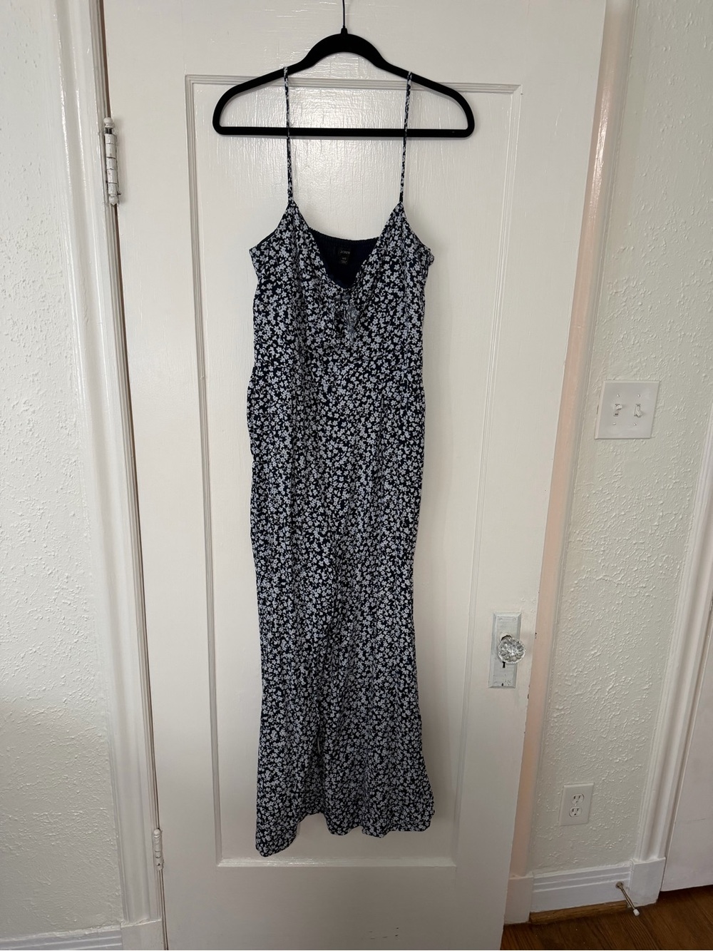 J. Crew Navy and White Floral Tie-Front Dress